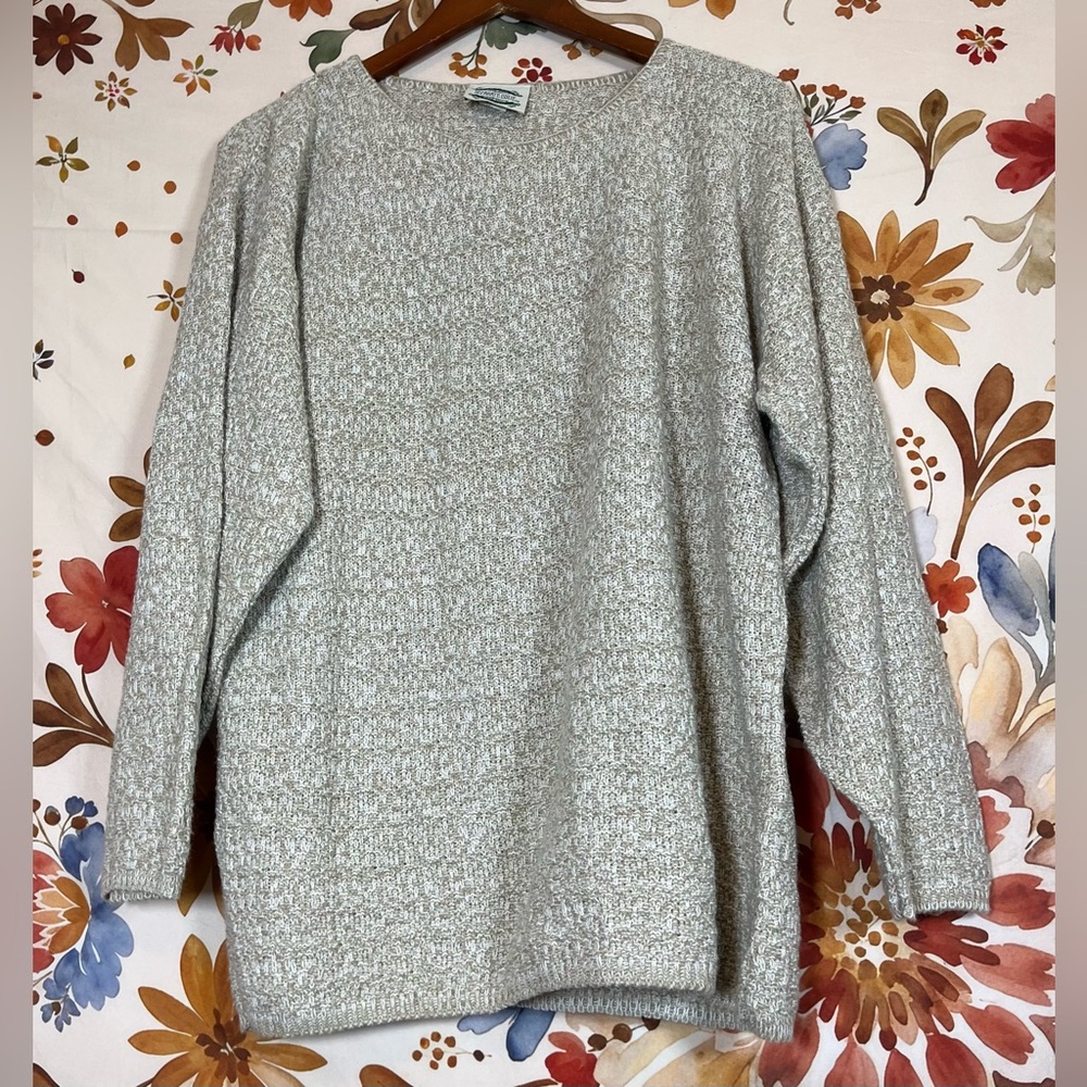 VTG Separate Issue Womens L Sand White Marled Casual Spring Fall Winter Sweater